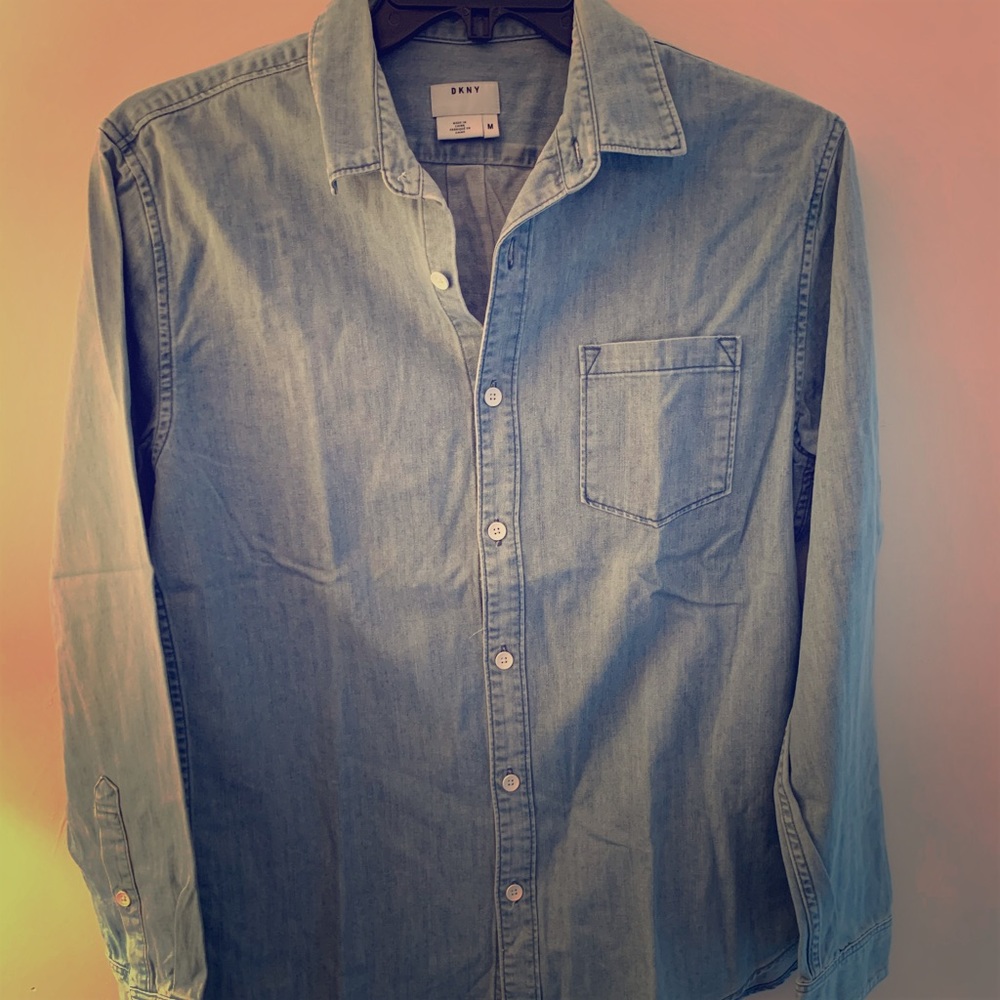 Long sleeve link new blue denim shirt
